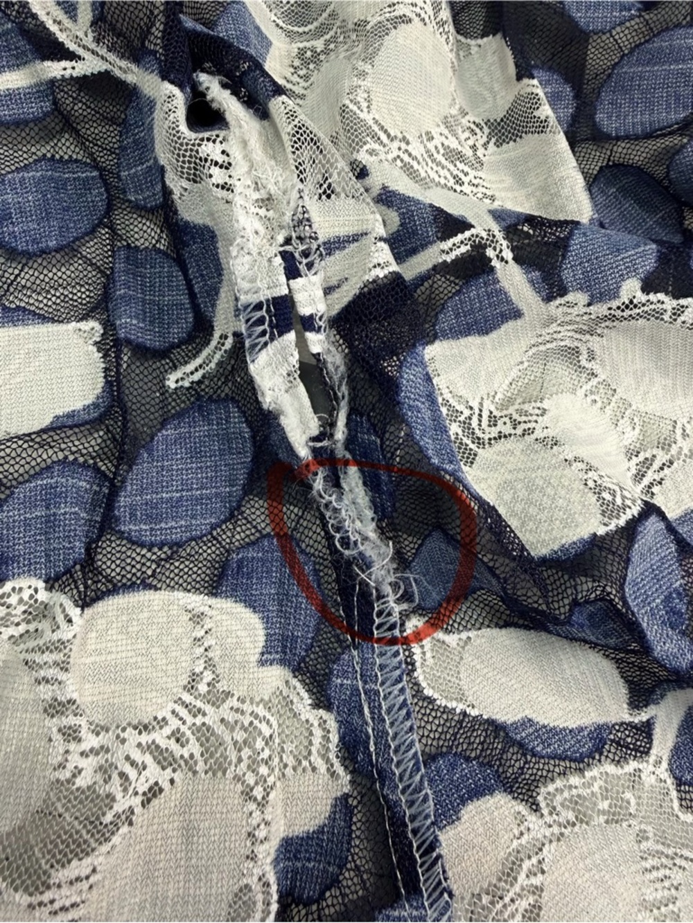 Anne Fontaine Christy Lace Blouse Navy Polka Dot Mesh Floral Shawl Collar L / 44 - Picture 10 of 16